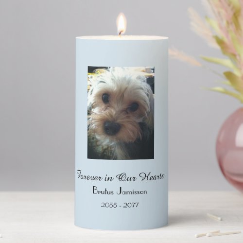 CHOOSE COLOR Photo Memorial Candle Loss of Pet Pillar Candle