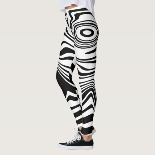 Choose Colors Leggings _ Abstract Wavy Black Lines