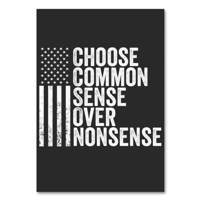 Choose Common Sense Over Nonsense Harris Walz Table Number (Front)