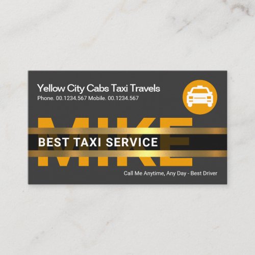 Choose Cover Color Grey Gold Lines Taxi Driver Business Card