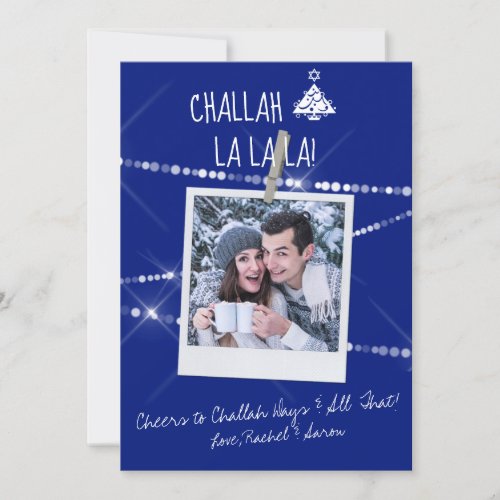 Choose Custom Color Photo Chrismukkah Card in Blue