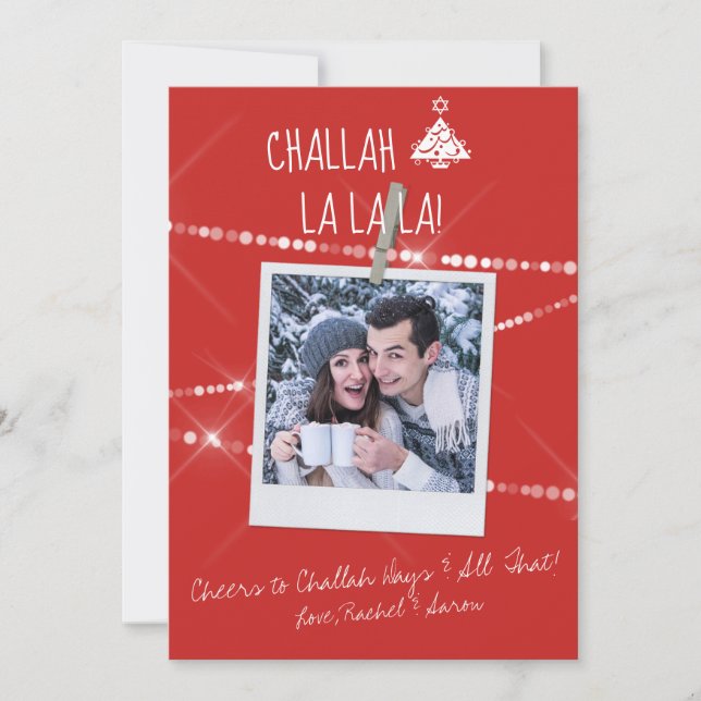 Choose Custom Color Photo Chrismukkah Card | Red (Front)