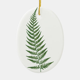 Choose Custom Color Pressed Fern Leaf Ceramic Ornament