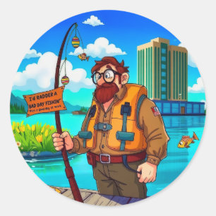 Choose Fishing Over Work Classic Round Sticker
