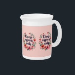 Choose Happiness Daily Floral Wreath Art Beverage Pitcher<br><div class="desc">Embrace positivity with this beautifully designed floral wreath featuring the uplifting phrase "Choose Happiness Daily" in elegant modern calligraphy. The delicate arrangement of hand-drawn flowers in soft coral, blush pink, and deep red hues creates a timeless botanical aesthetic, perfect for lovers of cottagecore, vintage floral, and boho-inspired styles. The graceful...</div>