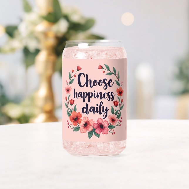Choose Happiness Daily Floral Wreath Can Glass (Insitu (Wedding))