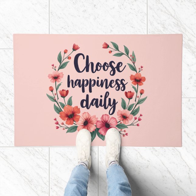 Choose Happiness Daily Floral Wreath Doormat (Indoor)