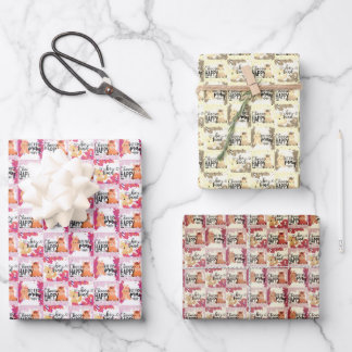 Choose Happy, But Pray, Be Kind 3 Sets Wrapping Wrapping Paper Sheets