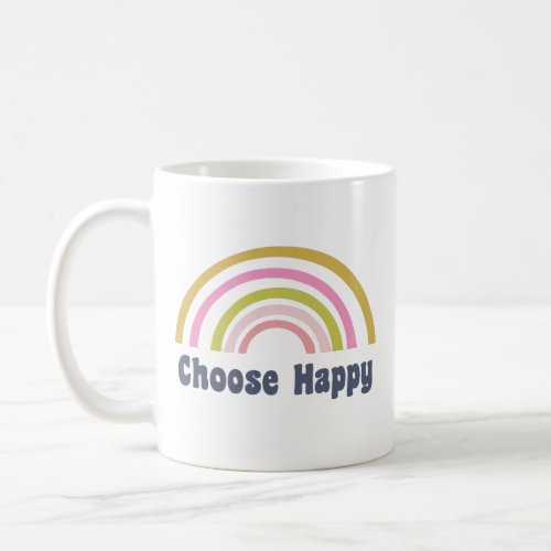 Choose Happy Cute Retro Rainbow Inspirational Coffee Mug