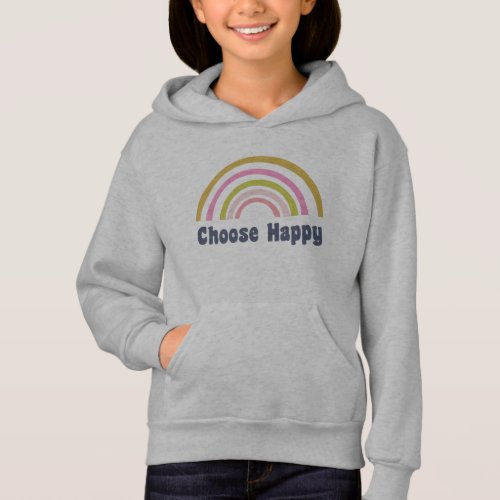 Choose Happy Cute Retro Rainbow Inspirational Hoodie