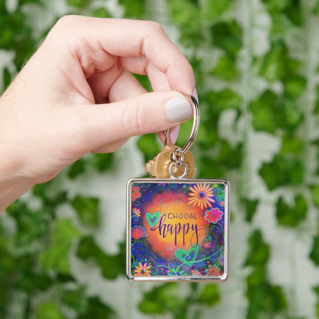 Choose Happy Fun and Colorful Keychain (Hand)