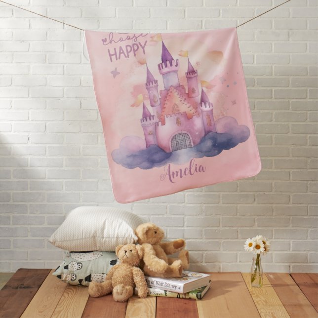 Choose Happy Palace on the Pink Cloud Baby Blanket (In Situ)