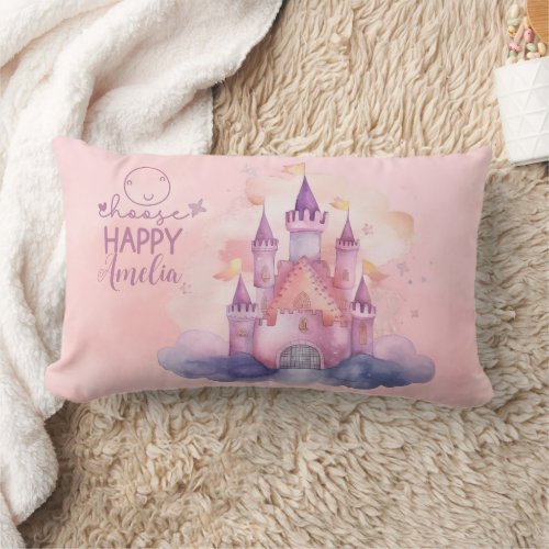 Choose Happy Palace on the Pink Cloud Lumbar Pillow