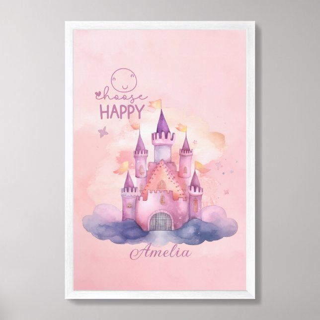 Choose Happy Palace on the Pink Cloud Personalized Framed Art (Framed Front)