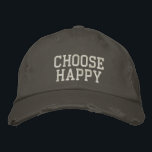Choose Happy Positive Mindset Motivational Quote Embroidered Baseball Cap<br><div class="desc">Spread positivity wherever you go with this ‘Choose Happy’ design featuring a bold, distressed typography style. Perfect for those who love uplifting messages, mindfulness, and a casual yet stylish look. A great choice for everyday wear, self-care advocates, or as a thoughtful gift for anyone who believes in the power of...</div>
