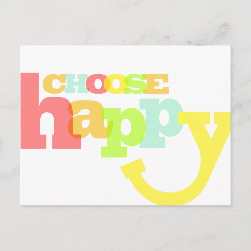 Choose happy quote postcard