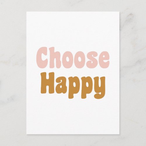 Choose Happy Retro Lettering in Blush and Mustard Postcard