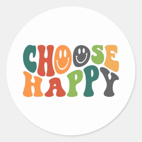 Choose Happy Retro Vintage Design T_Shirt Classic Round Sticker