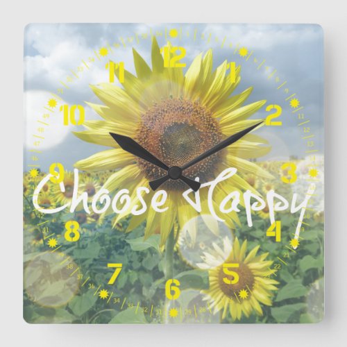 Choose Happy Sunflower Clock