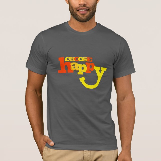 Choose Happy yellow slogan motivational t-shirt (Front)