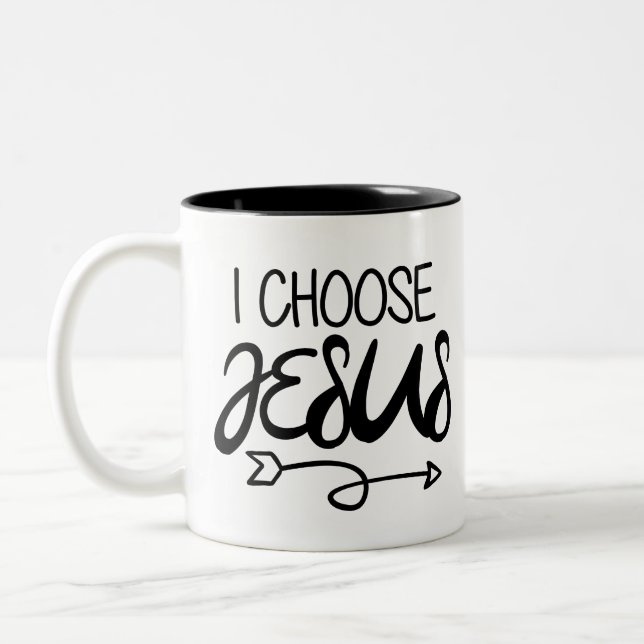 Choose Jesus Art Gospel Graphics Christian Art Quo Two-Tone Coffee Mug (Left)