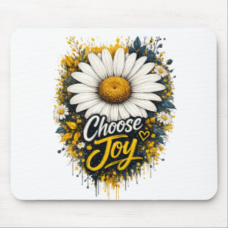 Choose Joy Daisy Floral Inspirational Mouse Pad