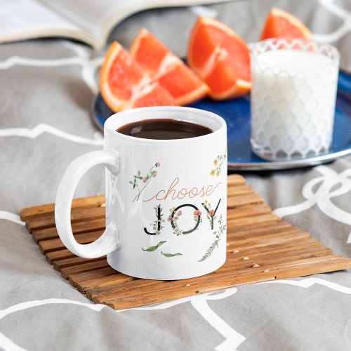 Choose Joy Encouragement Script Watercolor Coffee Mug