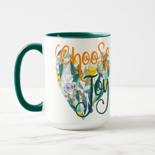 Choose Joy Floral Heart Name Mug