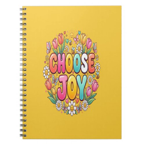 Choose Joy Floral Motivational Quote | Positive Se Notebook