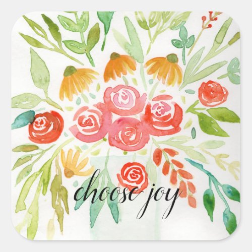 Choose Joy Floral Square Sticker