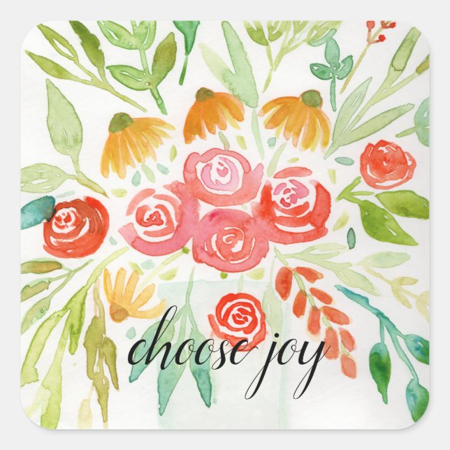 Choose Joy Floral Square Sticker (Front)