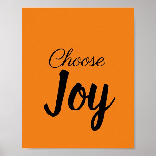 Choose Joy Girly Pastel Orange Modern Typography Poster
