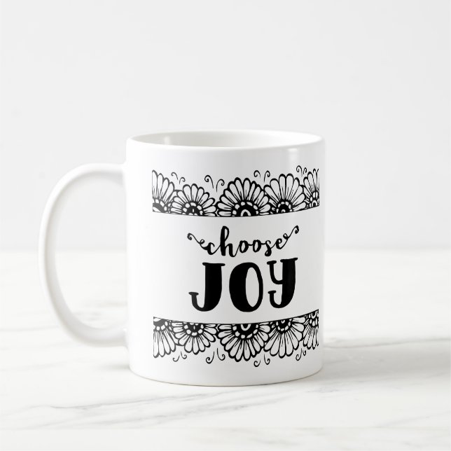 Choose Joy Inspirational Quote Cute Sunflower  Coffee Mug (Left)
