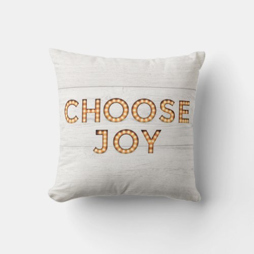 Choose Joy Light Up Style Letters Positive Message Throw Pillow