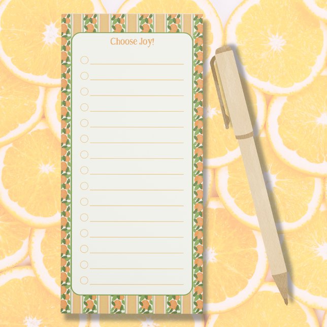 Choose Joy Magnetic To‑Do & Grocery List | Oranges Notepad (Choose Joy Magnetic To‑Do & Grocery List | Orange Grove Border Design  )