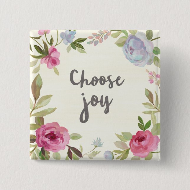 Choose Joy Pastel Floral Button (Front)
