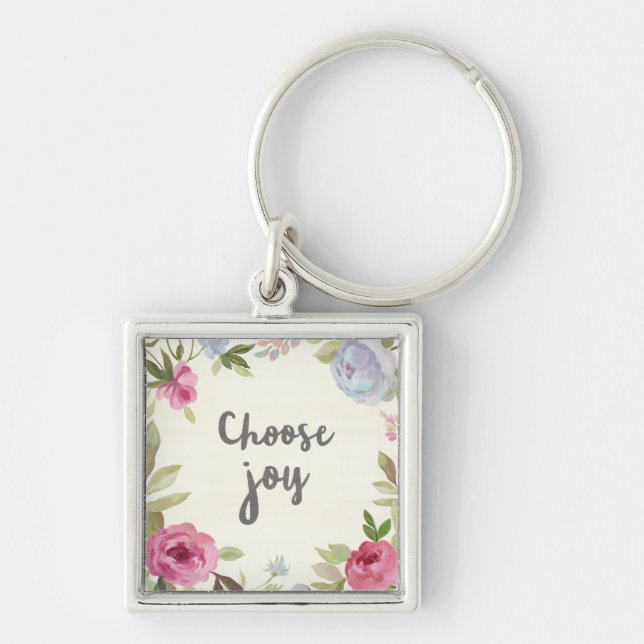 Choose Joy Pastel Floral Keychain (Front)