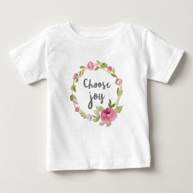Choose Joy | Pink Pastel Roses Baby T-Shirt (Front)