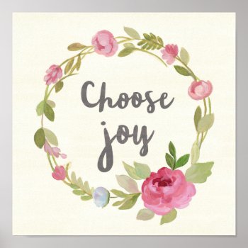 Choose Joy | Pink Pastel Roses Poster by wildapple at Zazzle