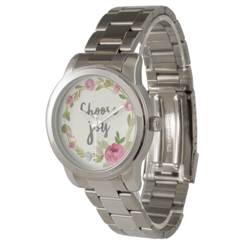 Choose Joy  Pink Pastel Roses Watch