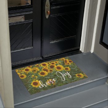 Choose Joy Quote Affirmation Sunflower Field Doormat by QuoteLife at Zazzle