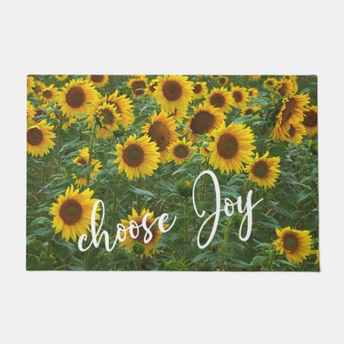 Choose Joy Quote Affirmation Sunflower Field Doormat