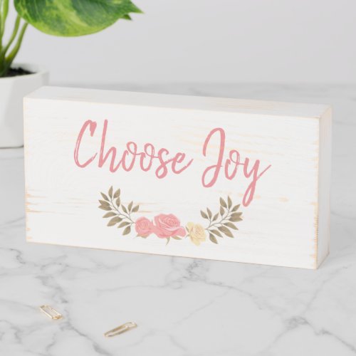 Choose Joy Quote Farmhouse Wooden Box Sign