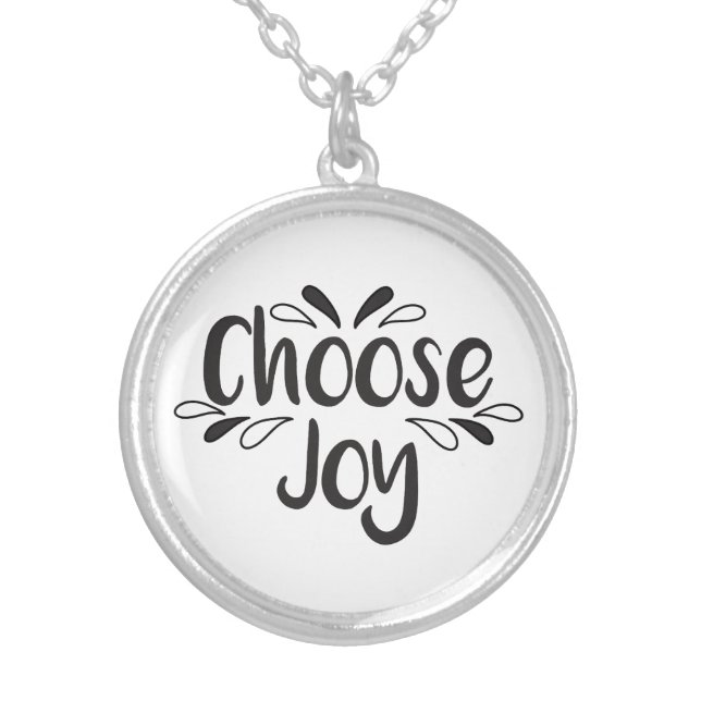 Choose Joy Quote Silver Plated Necklace (Front)