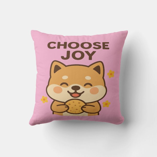Choose Joy Shiba Inu Pillow | Positive Vibes Decor (Back)
