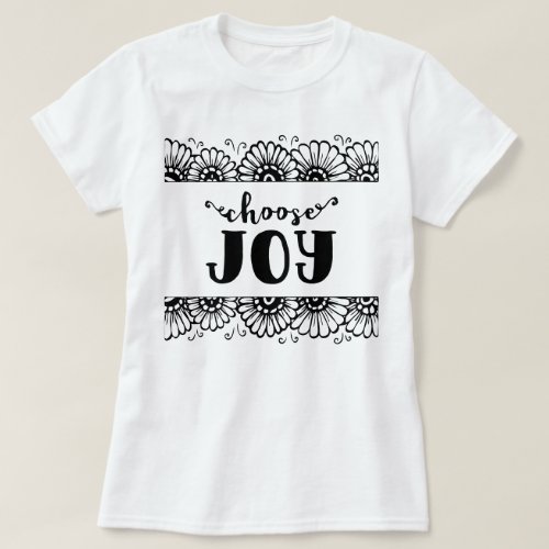 Choose Joy Sunflower Botanical Sketch Floral Quote T_Shirt