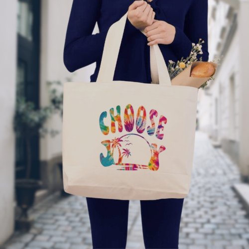 Choose Joy Tote Bag colorful summer design