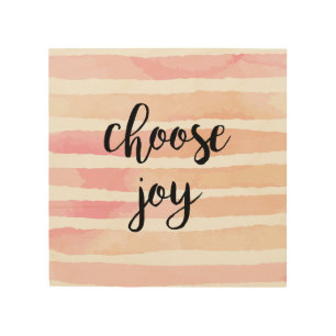 Choose Joy Typography Inspiring Quote Watercolor Wood Wall Art