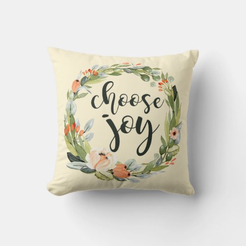 Choose Joy Watercolor Floral Pillow