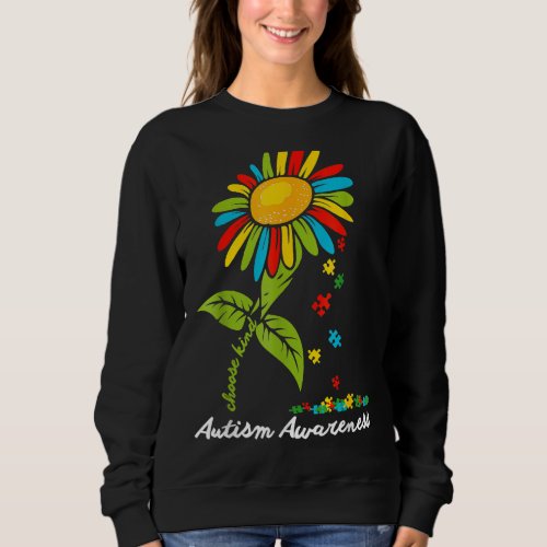Choose Kind Autism Awareness Month Women Sunflower Sweatshirt